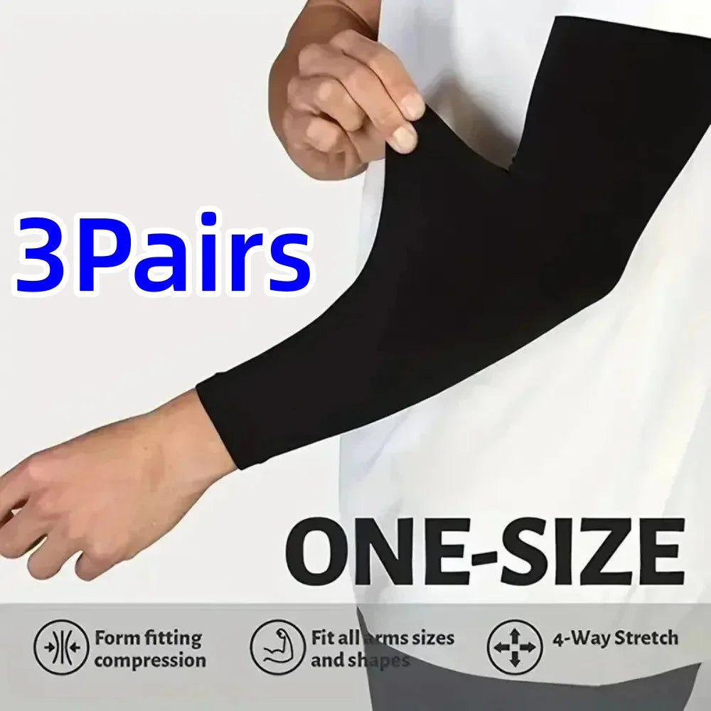 3 Pairs UV Arm Sun Sleeves – Breathable Protection, Uses for Driving Sports Hiking & Outdoor Summer Activities