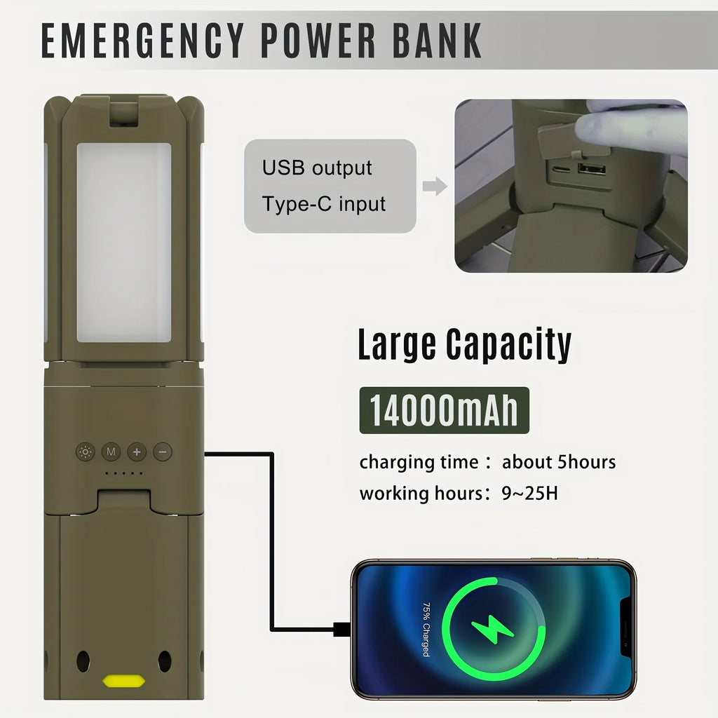 Camping Lantern, 14000mAh Rechargeable Camping Lights With Portable Power Supply, Dimmable Magnetic Tent Lamps 6000 Lumen Outdoor Work Lighting For Hiking, Camping, Home Emergency