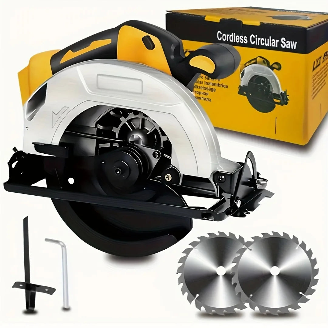 Cordless Circular Saw for Dewalt 20V MAX Batteries, with Optional Battery And Charger, 7 Inch Brushless Electric Circular Saw, 0-50 Degree Bevel Angle Capability, Lightweight, Comes with 2 Blades, Suitable for Woodworking, Stone And Plastics.