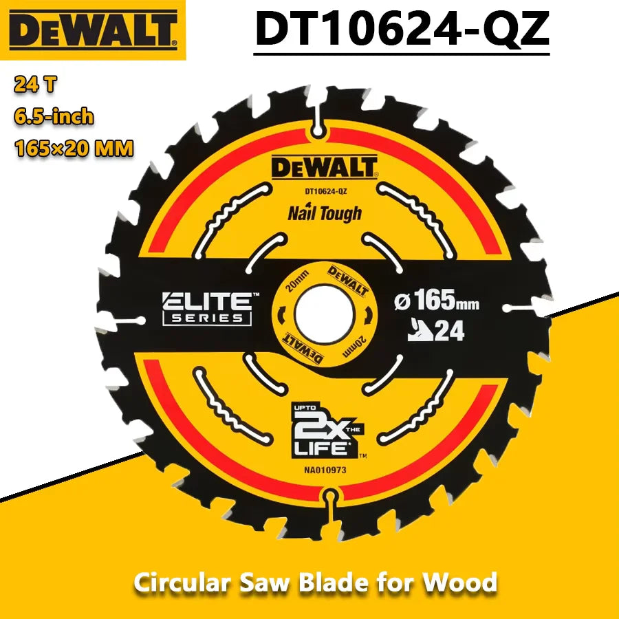 DEWALT DT10624-QZ 1/3pcs 24T Construction Circular Saw Blade for Woodworking 165×20MM Multipurpose Power Tool Accessories