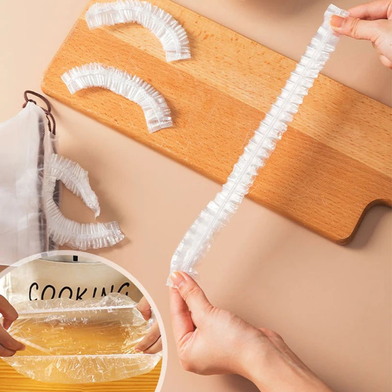 100pcs Disposable cling film cover food cover to prevent odor transfer household fresh-keeping bag elastic sleeve