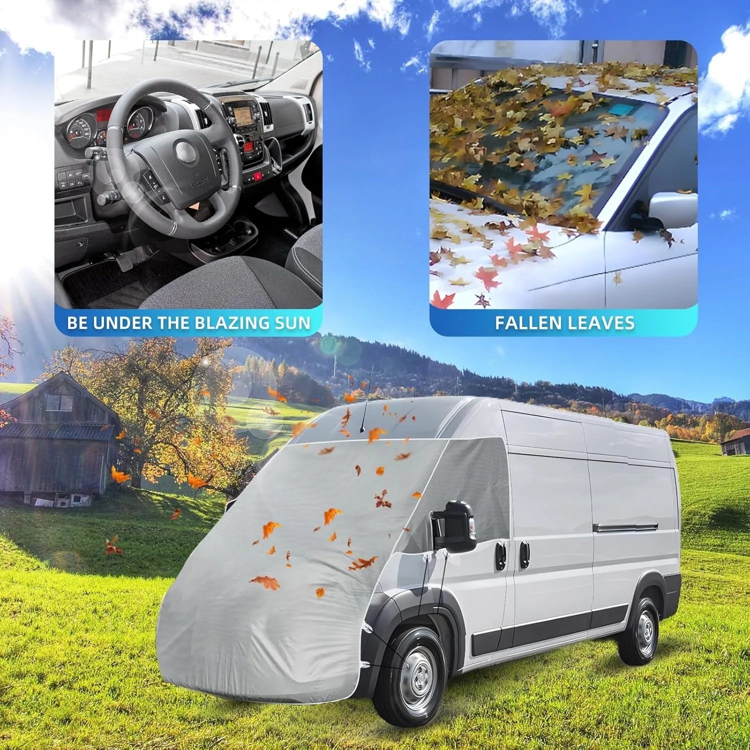 Caravan RV Bonnet Cover Bra Leaf Car Protector Tailgate Sunshade & Rain Awning Tent Heat Insulation Waterproof Dustproof