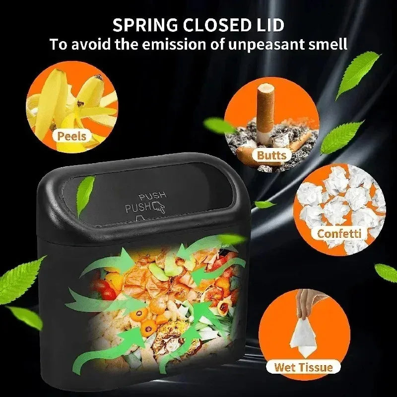 1Pcs Leak-proof Mini Car Trash Can with Lid Small Car Accessories Includes 60 (300) Garbage Bags for Vehicle Interior