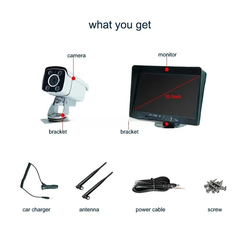 10.1 Inch CCTV Wireless System WIFI Outdoor With DVR Monitoring for Trucks Van Forklift RV