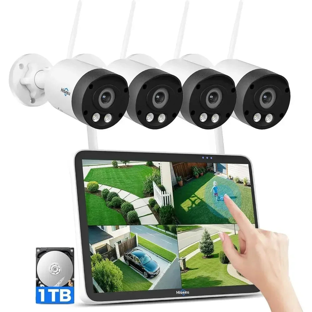 8MP Outdoor Wireless Security Camera System, 10" Touch Screen NVR, 5G/2.4G WiFi-Pro 4K Cameras Kits, Full-Color Night Vision, Mo