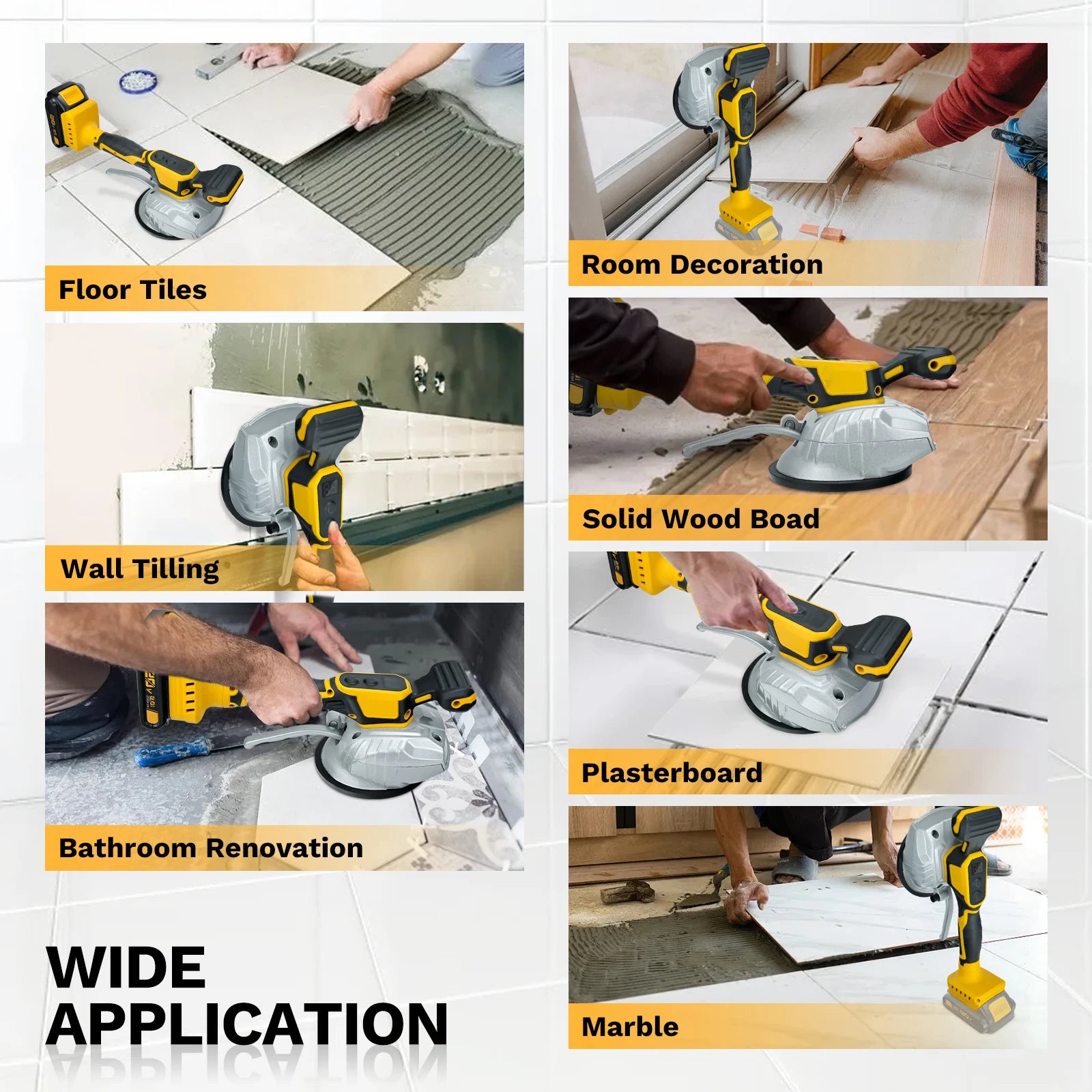 Brushless Tile Vibration Leveling Machine 8 Adjustable Speed Digital Display Cordless Tiler Vibrator for Dewalt (No Battery)