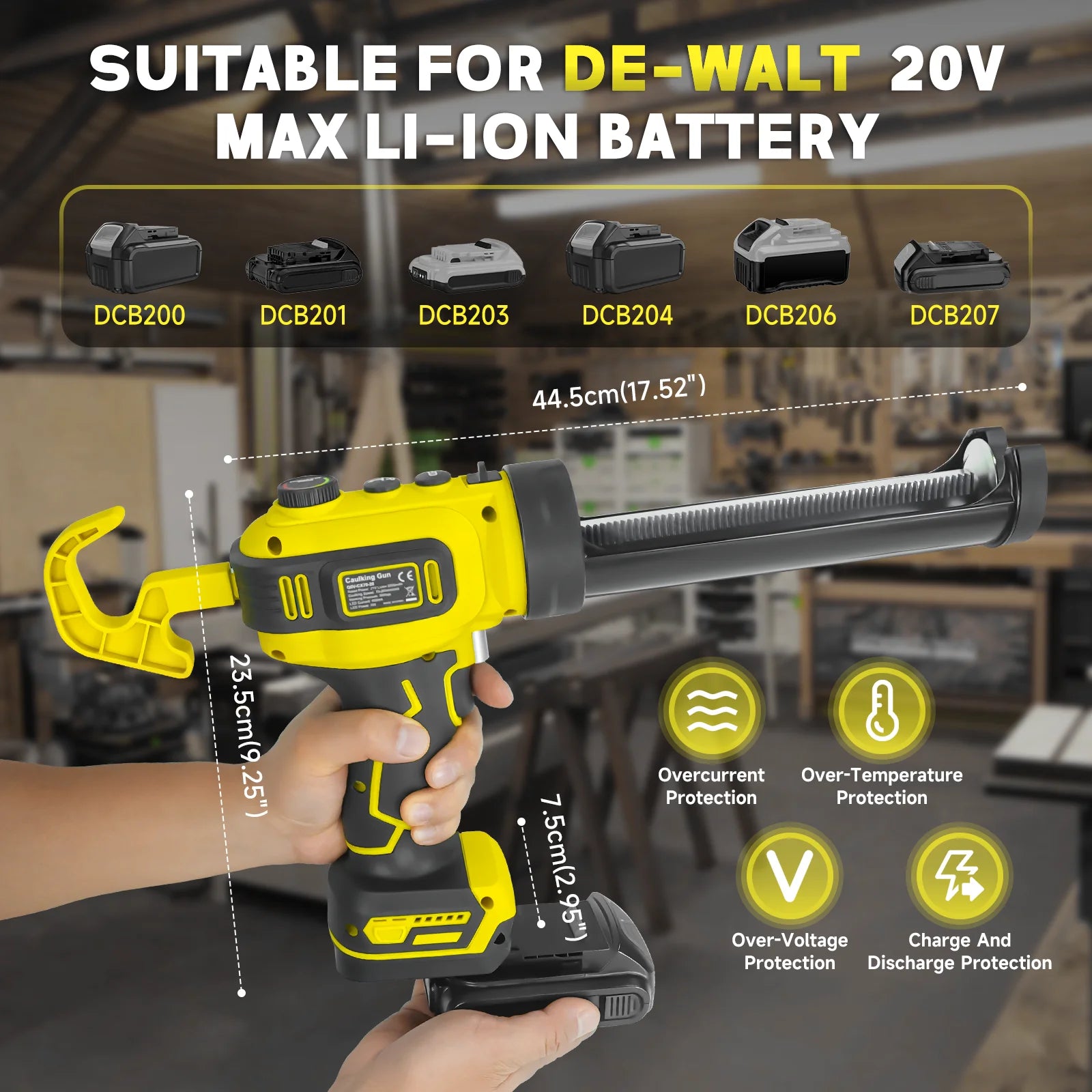 Electric Caulking Gun Variable Speed Glass Glue Sewing Filling Gun Wireless Silicone Gun Sealant Tool For Dewalt 20V Battery Pin