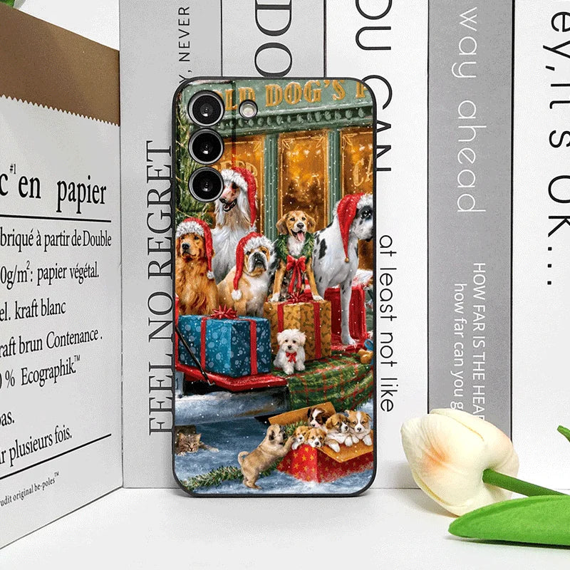 Christmas Trucks Cartoon Dog Pattern Phone Case for Motorola Moto Edge 50 Fusion 40 30 Neo G34 G24 E14 G75 G85 G54 5G Soft Cover