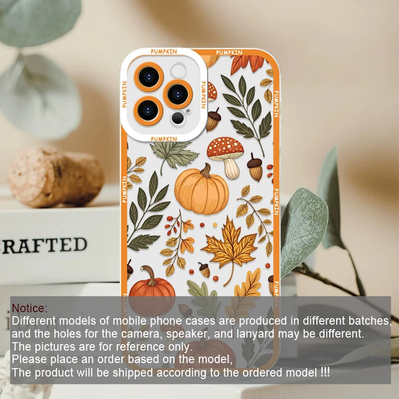 Retro Autumn Maple Leaf Pumpkin Pattern Phone Case for Motorola Moto Edge 40 Pro G85 G73 G71 G60 G52 G32 G9 Play 5G Soft Covers