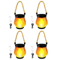 USB Rechargeable Camping Light Solar Flame Lights IPX65 Waterproof 500 Lumens 1500mAh Hanging Lantern Outdoor Lights  for Yards