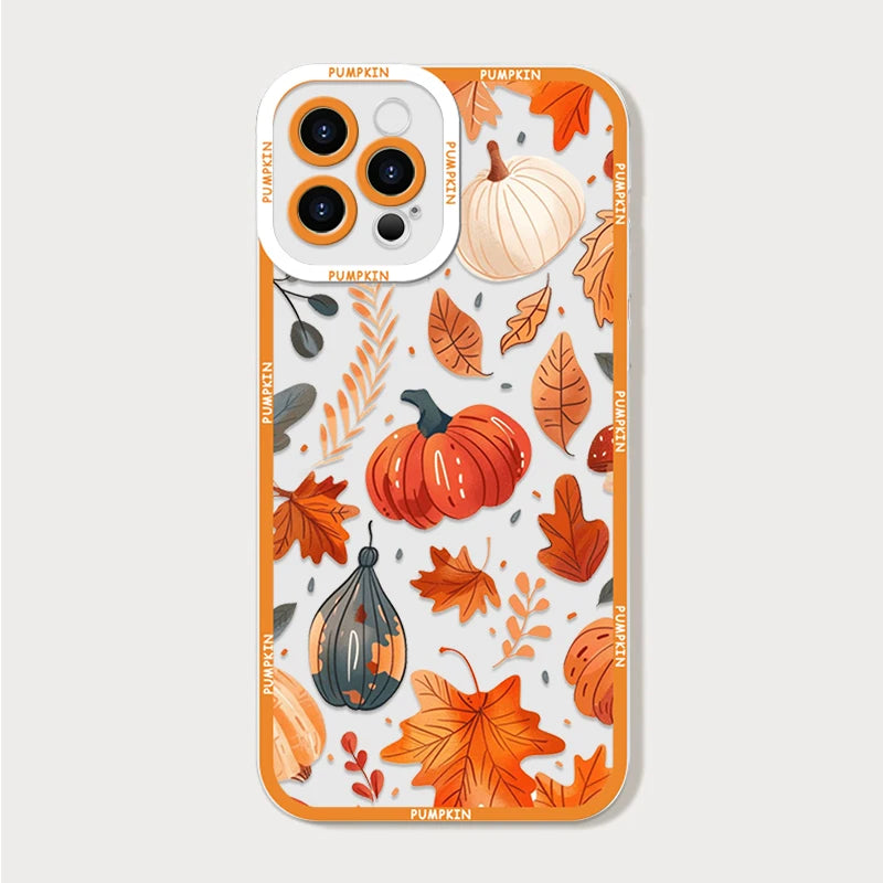 Retro Autumn Maple Leaf Pumpkin Pattern Phone Case for Motorola Moto Edge 40 Pro G85 G73 G71 G60 G52 G32 G9 Play 5G Soft Covers