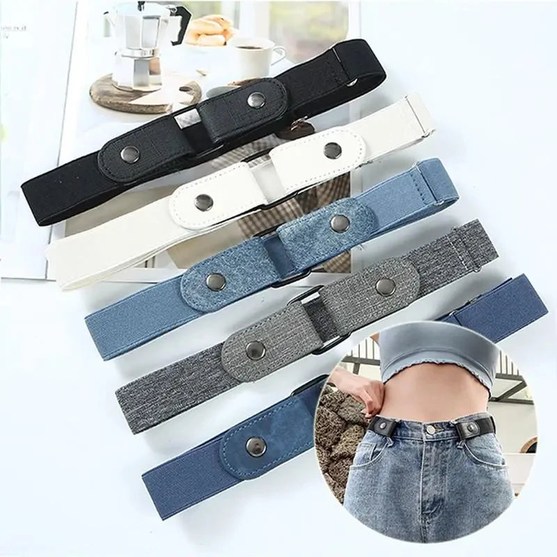 Buckle-Free Invisible Elastic Belt Adjustable Stretch Waist Band for Women Men Jean Pants Dress No Buckle Easy to Wear