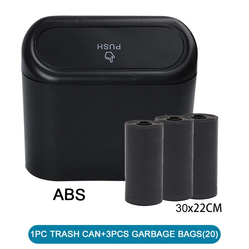 1Pcs Leak-proof Mini Car Trash Can with Lid Small Car Accessories Includes 60 (300) Garbage Bags for Vehicle Interior
