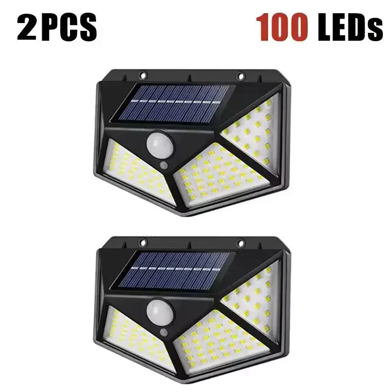 100LED Outdoor Solar Garden Light Outdoor Motion Sensor Lights Waterproof Solar Wall Lamp for Garden Fence Yard Pathway Stairs