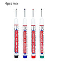 4/12 Pcs Waterproof Long Head Markers Deep Hole Marker Pen for Metal Carpenter Red/Black/Blue/Green Ink Woodworking Tools Marker