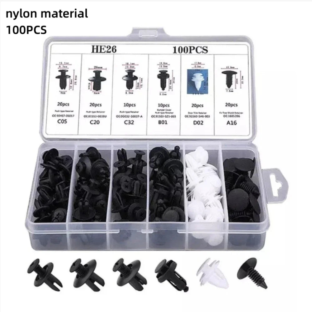 50-101PCS Auto Fastener Clips Kit Multi-Size Retainers For Car Fender Bumper Used For Auto Garage And Assembly