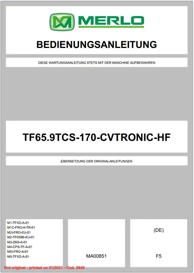 AutoDVD Merlo Turbofarmer Modular TF30.9 to TF65.9 Service Manual and Schematics 2024