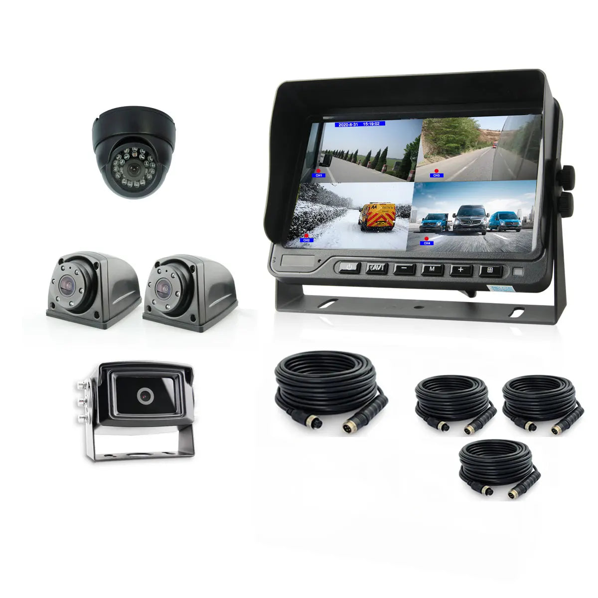 7 Inch DVR Monitor Waterproof Van RV Motorhome  Snow Plow Heated Camera System with Heavy Rear View Monitor