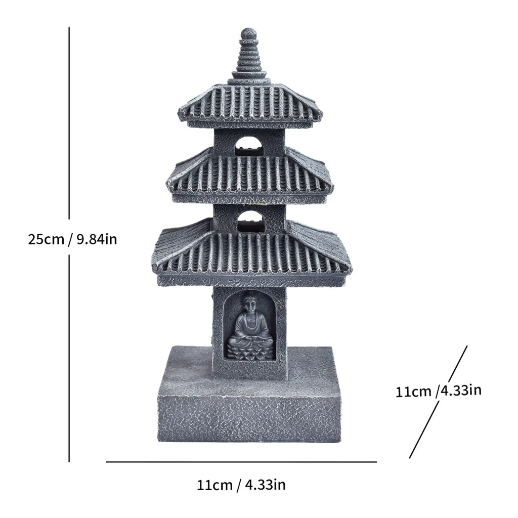 Solar Pagoda Lantern Garden Statue Outdoor Zen Inspired Japanese Lamp Ornament for Landscape Balcony Garden Porch Patio Pathway