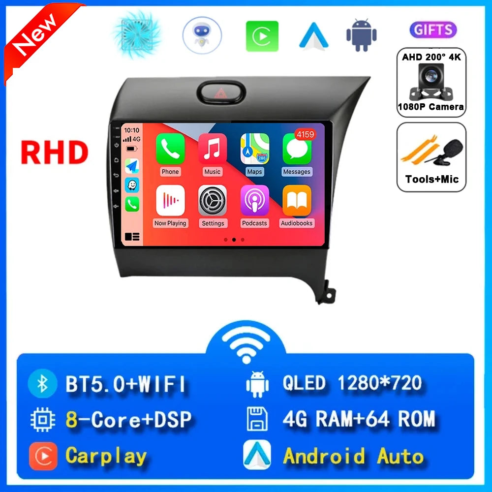 9"  Android 15 For Kia Cerato 3 K3 Forte 2013 - 2017 Car Radio Multimedia Video Player Navigation GPS Carplay 2 Din 4G