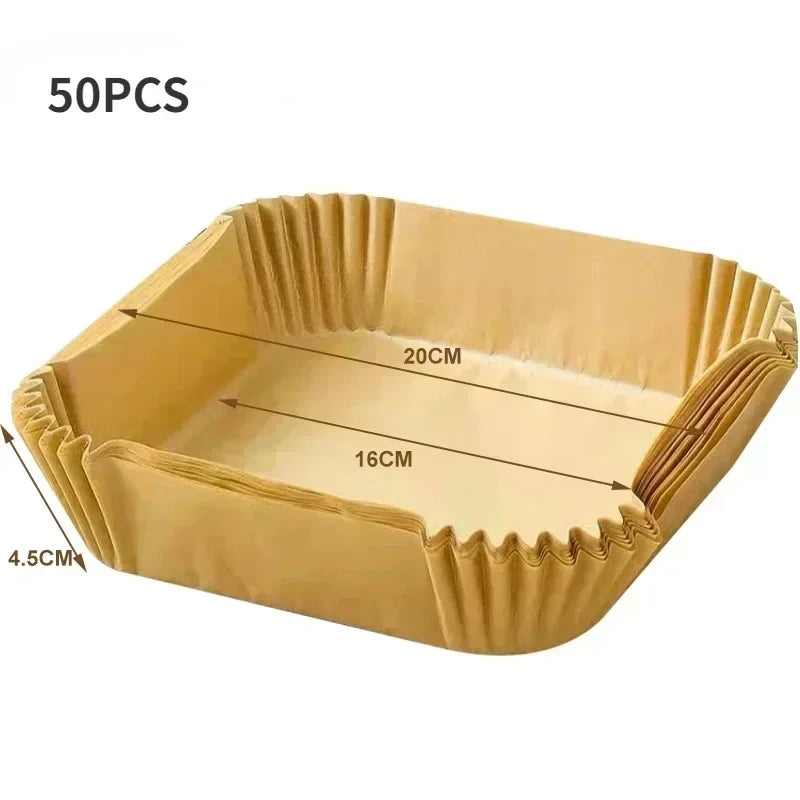 50 Packs of Non Stick Paper Lined with Air Fryer for Baking and Microwave Ovens Easy To Clean and Separate for Healthier Cooking
