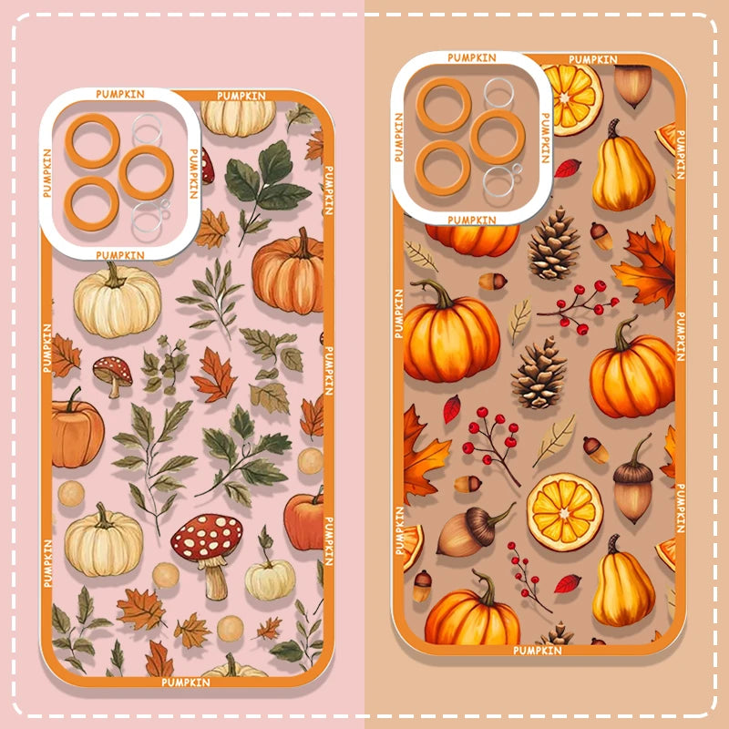 Retro Autumn Maple Leaf Pumpkin Pattern Phone Case for Motorola Moto Edge 40 Pro G85 G73 G71 G60 G52 G32 G9 Play 5G Soft Covers