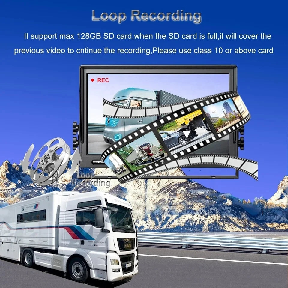 9in IPS 4ch DVR USB MP5 Truck Monitor 360 View Reverse Camera