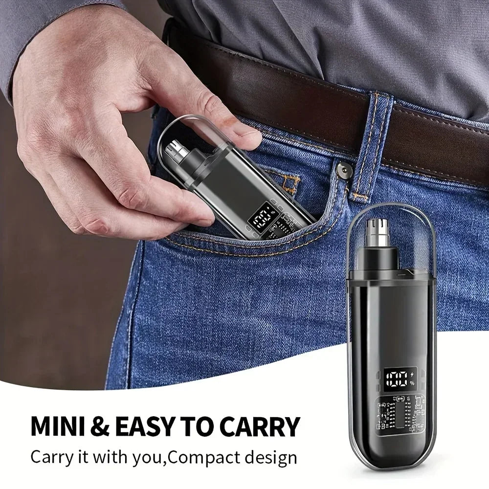 Nose Ear Hair Trimmer for Men - USB C Rechargeable Portable Fast Charge, Compact Grooming Kit