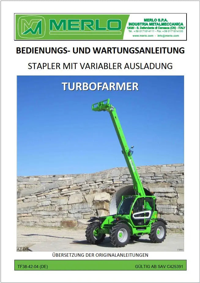 AutoDVD Merlo Turbofarmer Modular TF30.9 to TF65.9 Service Manual and Schematics 2024
