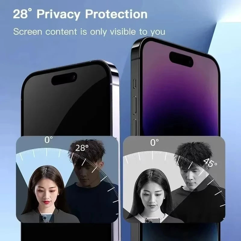 5PCS Privacy Screen Protector for iPhone 15 14 13 12 11 16 17 Pro Max 16e Plus Mini XR Dust Free Install Anti-Spy Tempered Glass