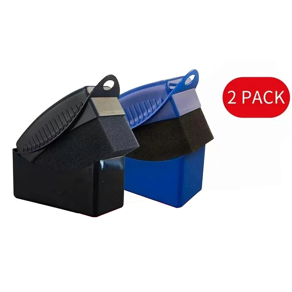 2Pcs Car Tire Wheel Cleaning & Polishing Sponge Set, Rim Waxing Shine Pads, Contour Wipe Detailing Tools, Auto Care Kit