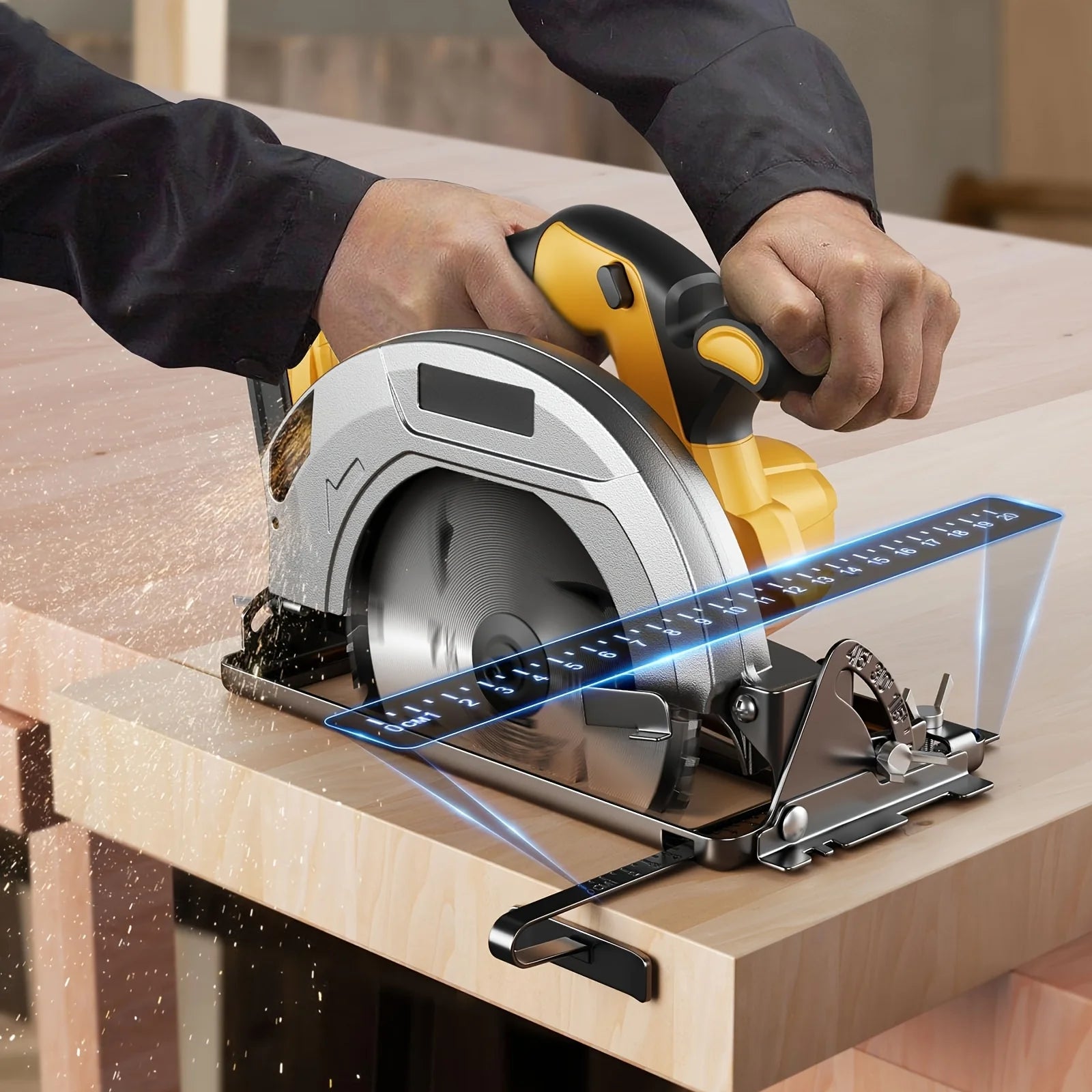 Cordless Circular Saw for Dewalt 20V MAX Batteries, with Optional Battery And Charger, 7 Inch Brushless Electric Circular Saw, 0-50 Degree Bevel Angle Capability, Lightweight, Comes with 2 Blades, Suitable for Woodworking, Stone And Plastics.