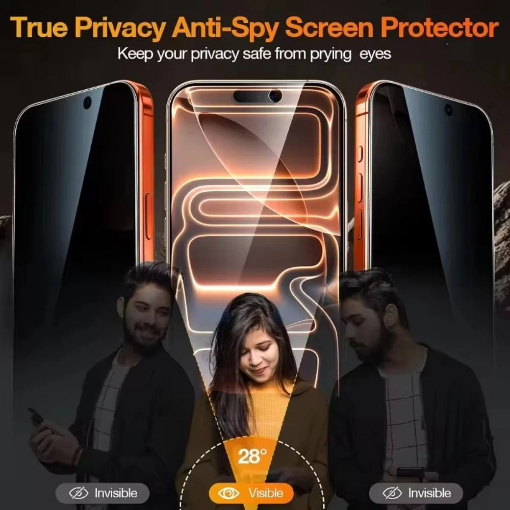 5PCS Privacy Screen Protector Dust Free Installation Protector for iPhone 17 16 15 14 13 12 11 Pro Max Anti-Spy Tempered Glass