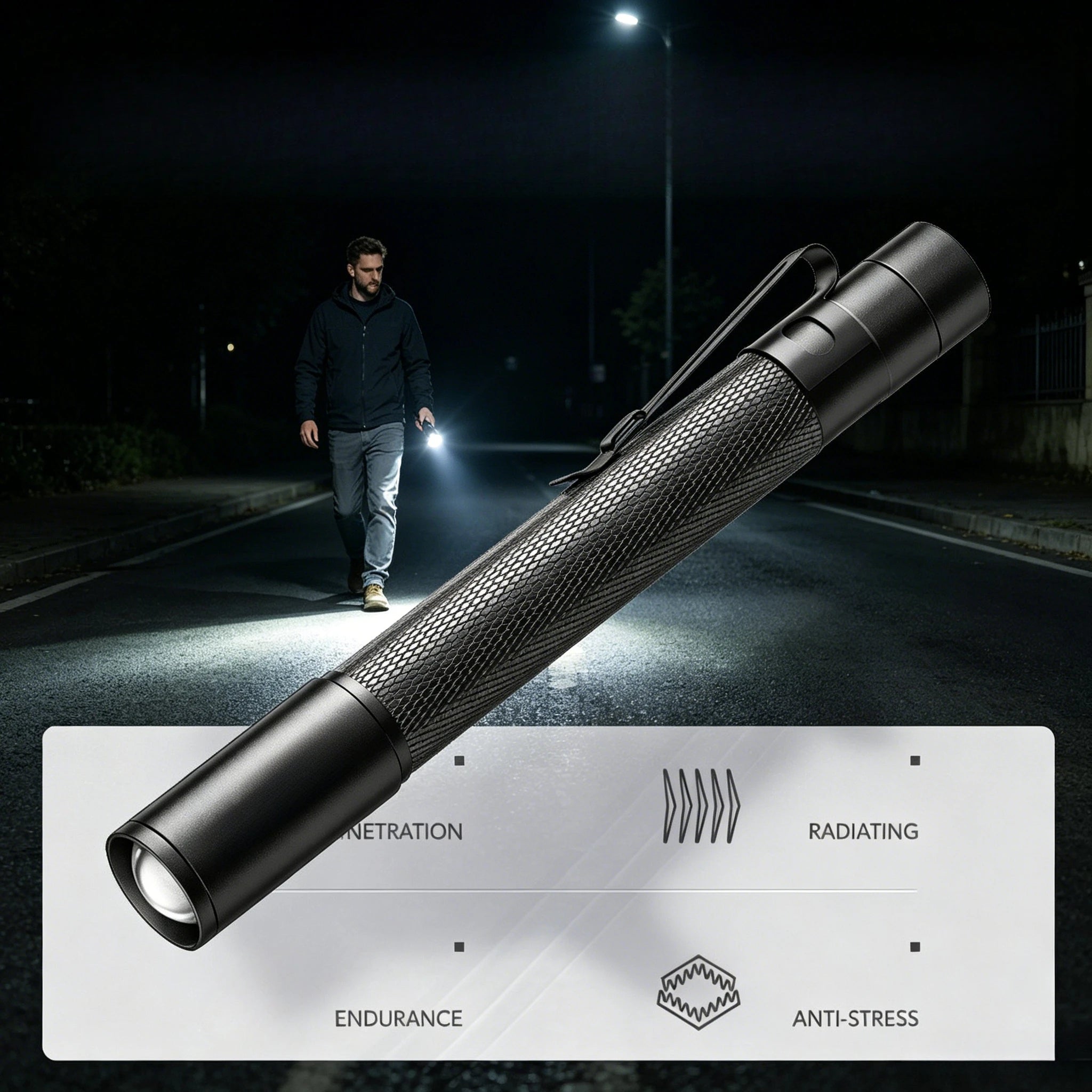 Aluminum Alloy Mini LED Pen Flashlight With Pocket Clip, Large Capacity Portable Pocket Torch Light for Household Daily Use