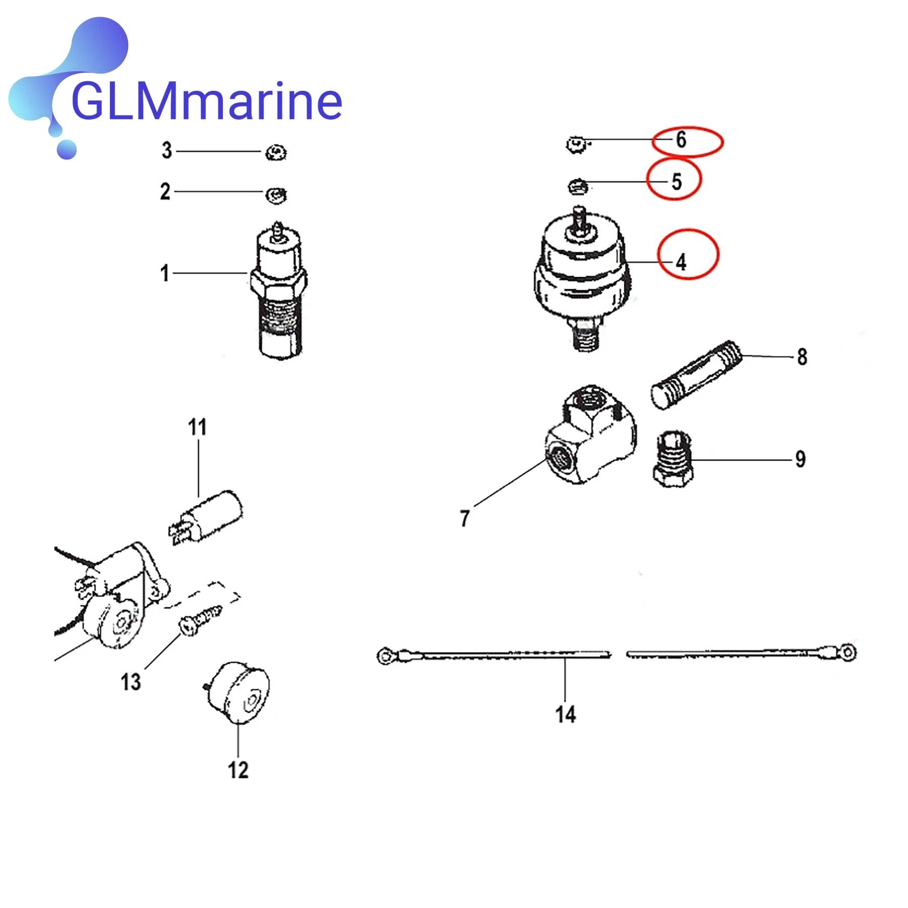 805605A1 Oil Pressure Sender Assy for MerCruiser 2.8 3.9 4.0 4.2 5.0 5.7 L Inboard Engine 87-805605A1 457045 OP22900 97767