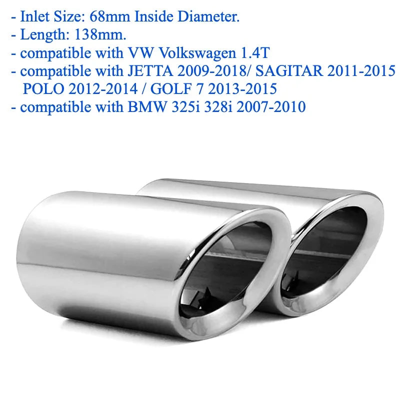 Exhaust Tips Muffler Compatible With VW Volkswagen JETTA/SAGITAR/POLO/GOLF 7/Passat/Tiguan For BMW 325i 328i For Audi Q5/A4/A3