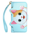 Cute Cat PU Leather Zipper Wrist Strap Flip Wallet Card Slot Phone Case For Motorola MOTO Edge 70 Fusion G32 G53 G34 G35 G77
