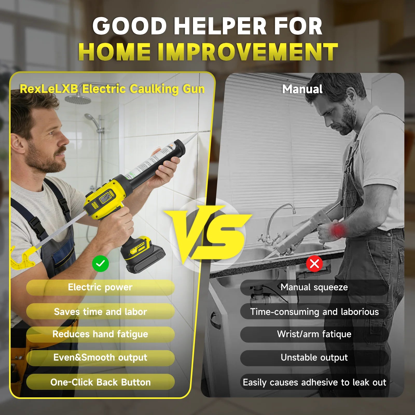 Electric Caulking Gun Variable Speed Glass Glue Sewing Filling Gun Wireless Silicone Gun Sealant Tool For Dewalt 20V Battery Pin