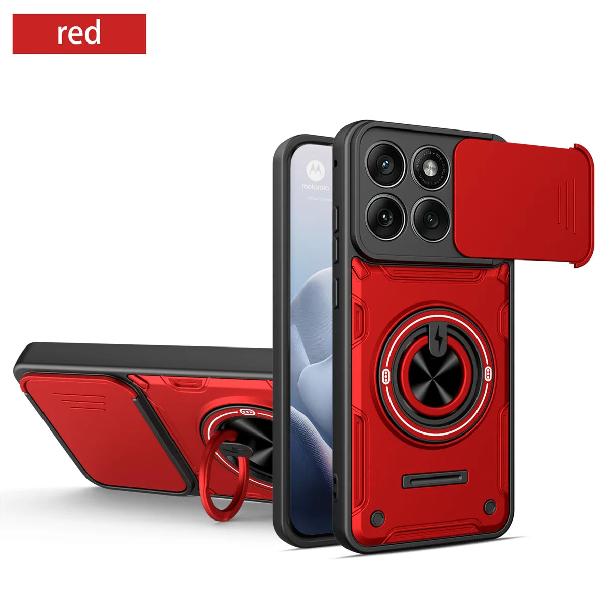 Case for Motorola Moto Edge 70 60 50 Fusion 60 Pro G86 G56 G06 G15 G05 Sliding Camera Lens Protector Ring Bracket Hybrid Cover