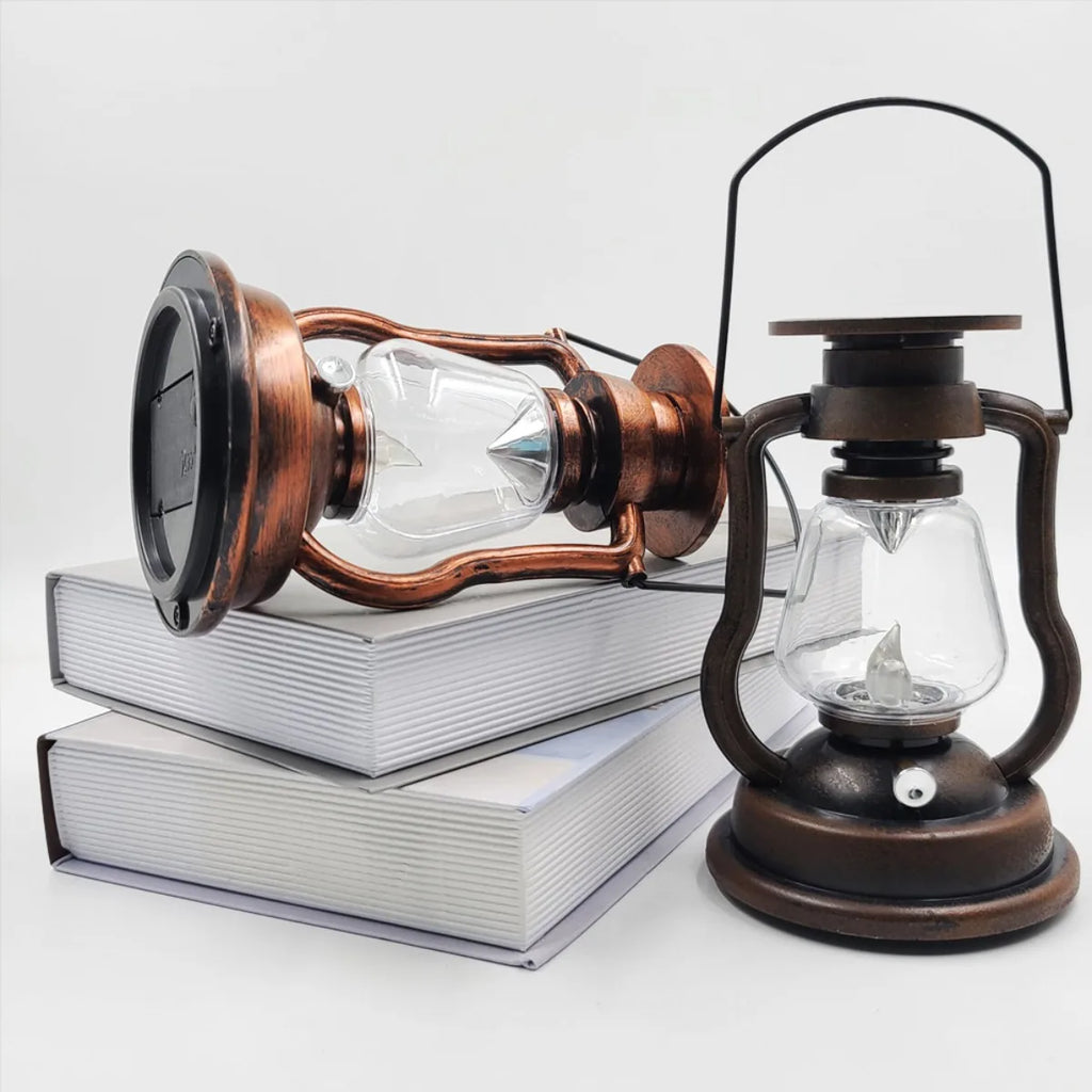 Explosive solar retro kerosene lamp led lantern outdoor portable charging camping lamp camping lamp