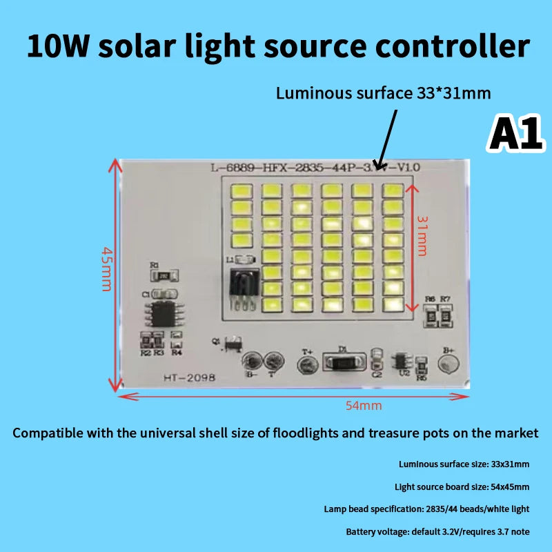 1Pcs 10W-600W LED Outdoor Solar Energy 2835 5730 High Brightness Bead Projection Light Integrated Light Source Light Panel