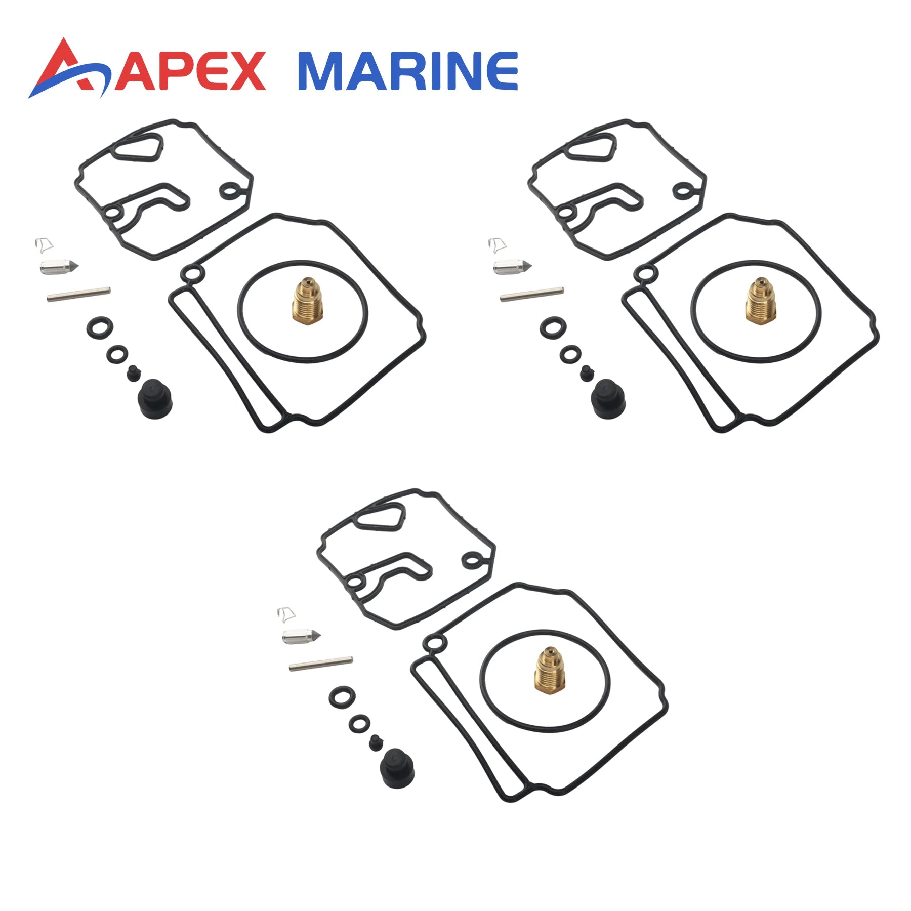 3 Pcs 6H1-W0093- 01 02 Carburetor Rebuild Set for Outboard Yamaha 2-Stroke 75 80 85 90 HP Boat Engine Parts Replacement