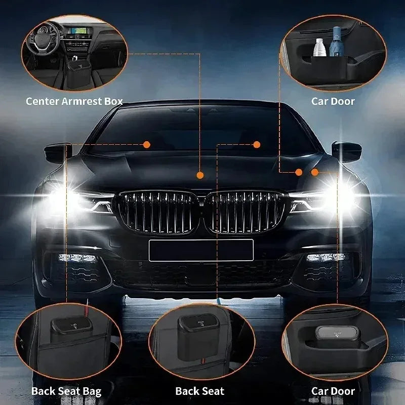 1Pcs Leak-proof Mini Car Trash Can with Lid Small Car Accessories Includes 60 (300) Garbage Bags for Vehicle Interior