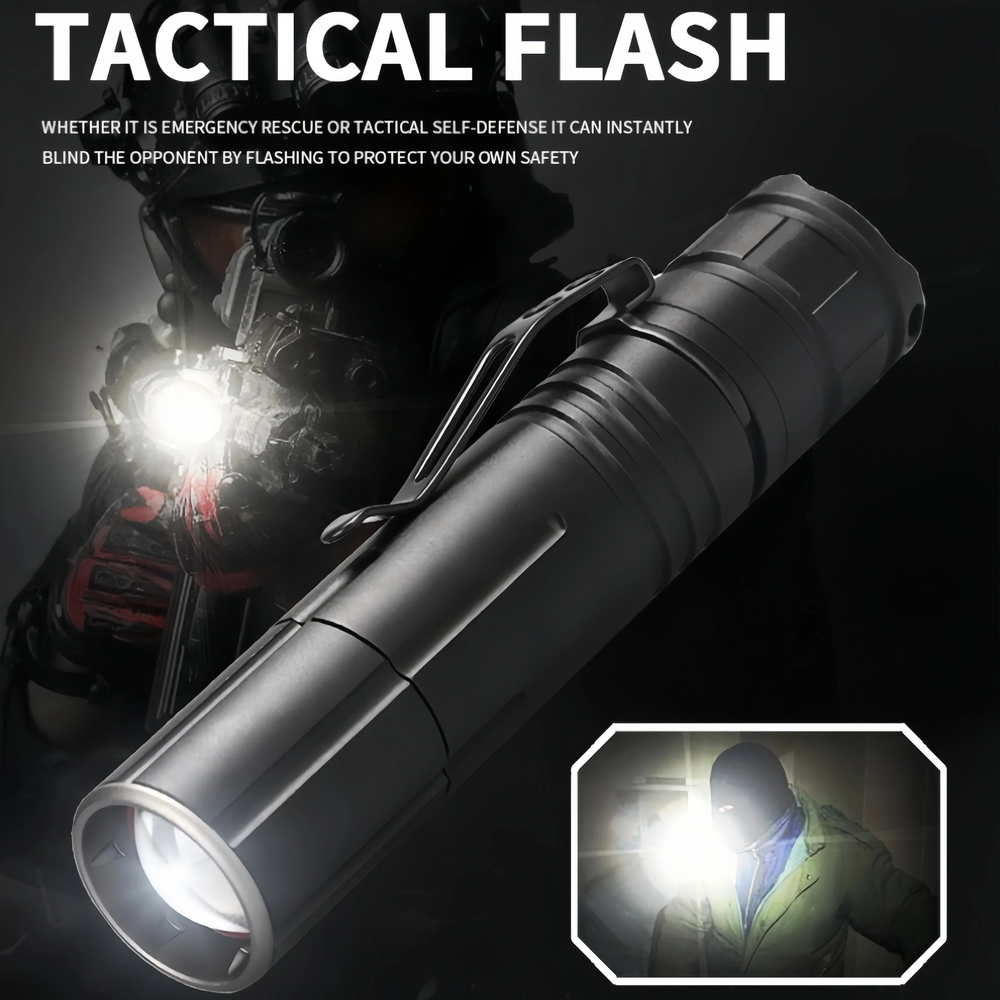 JIASHUAIXIN New XHP50 Zoom Type-C Charging Compact and Lightweight Pen Clip Strong Light M09 Tactical Flashlight