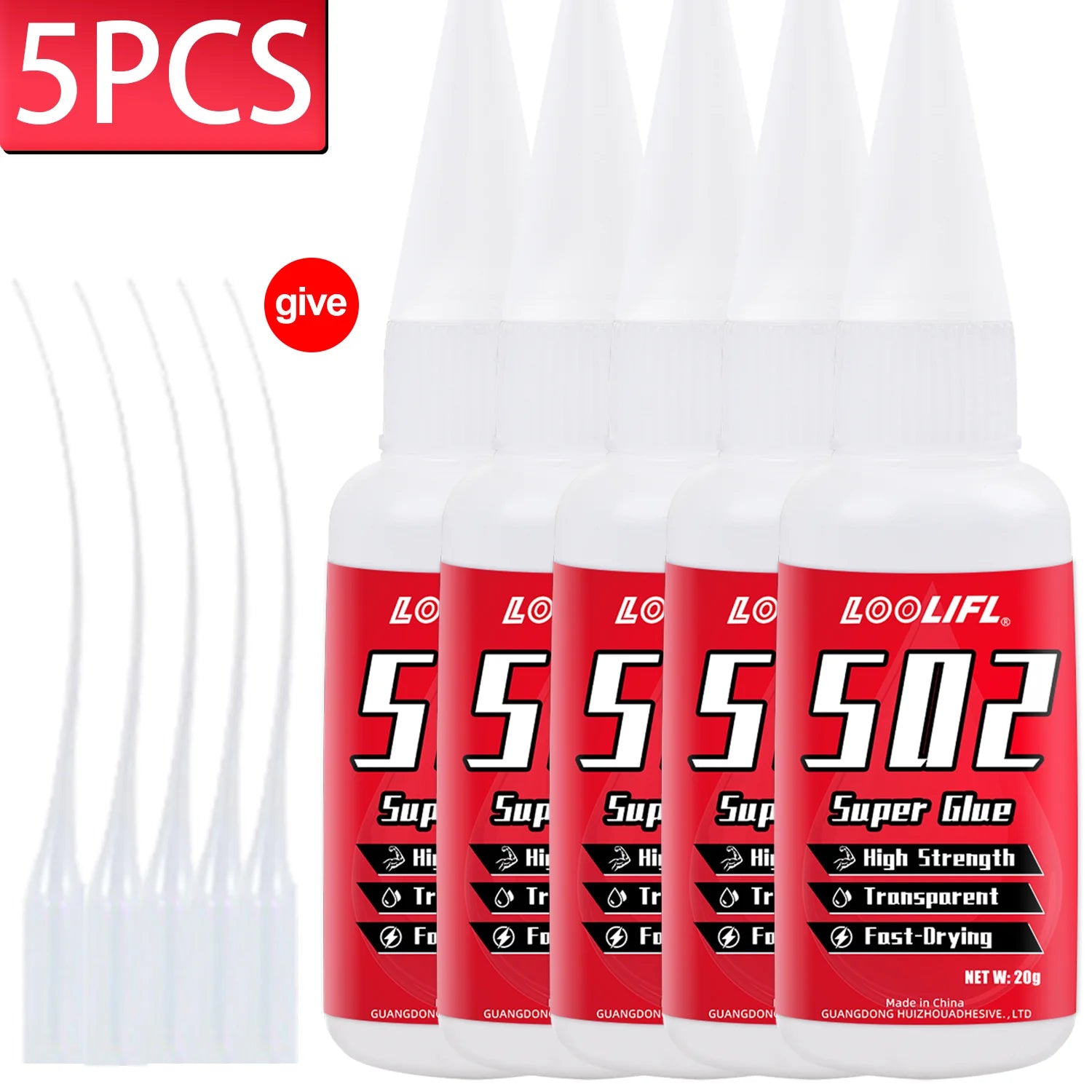 1-5Pcs Loolifl 502 Super Glue Instant Quick-Drying Cyanoacrylate Adhesive Leather Rubber Wood Metal Strong Bond Liquid Glue Tool