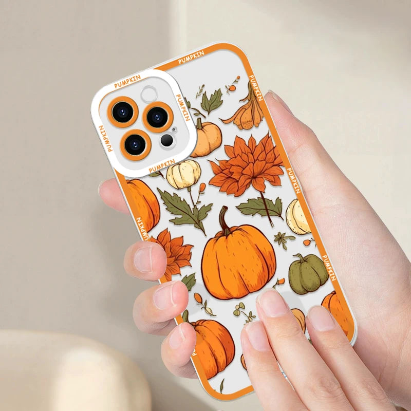 Retro Autumn Maple Leaf Pumpkin Pattern Phone Case for Motorola Moto Edge 40 Pro G85 G73 G71 G60 G52 G32 G9 Play 5G Soft Covers