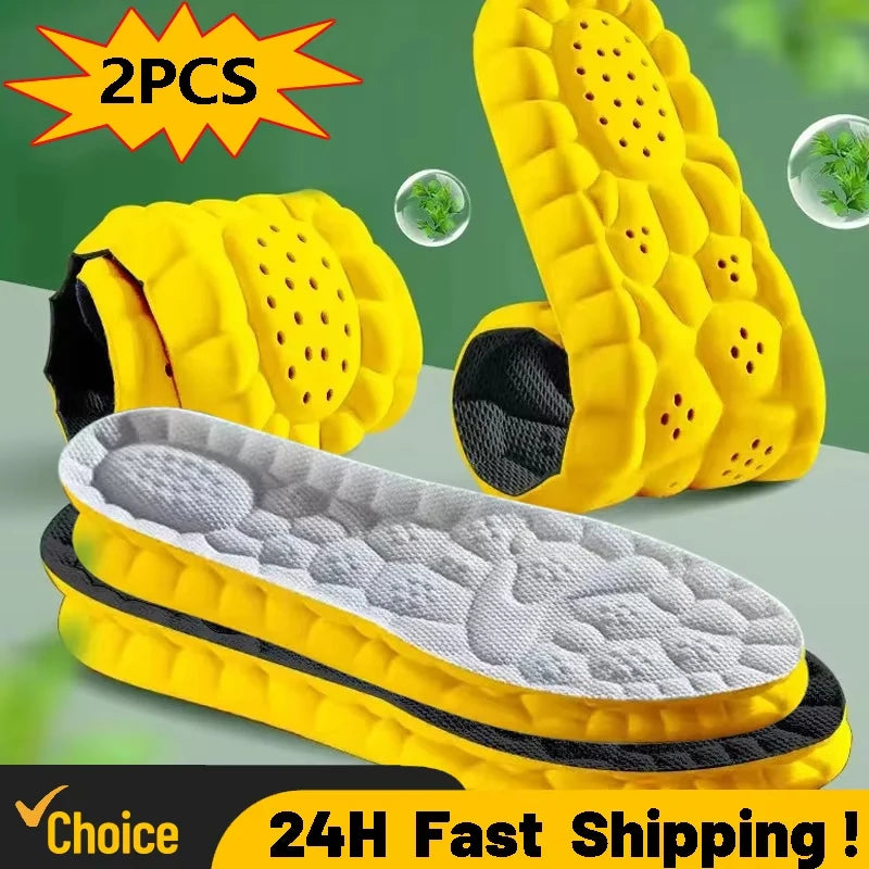 4D Cloud Technology Sports Insoles for Shoes PU Sole Soft Breathable Shock Absorption Cushion Running Orthopedic Care Insoles