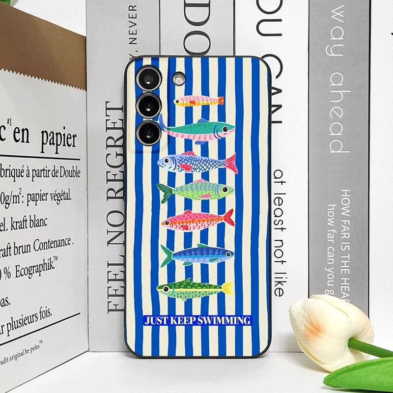Cute Striped Pattern Sardines Color Fish Funny Phone Case for Motorola Moto Edge 50 Fusion 60 Stylus 40 30Neo G75 G85 Soft Cover