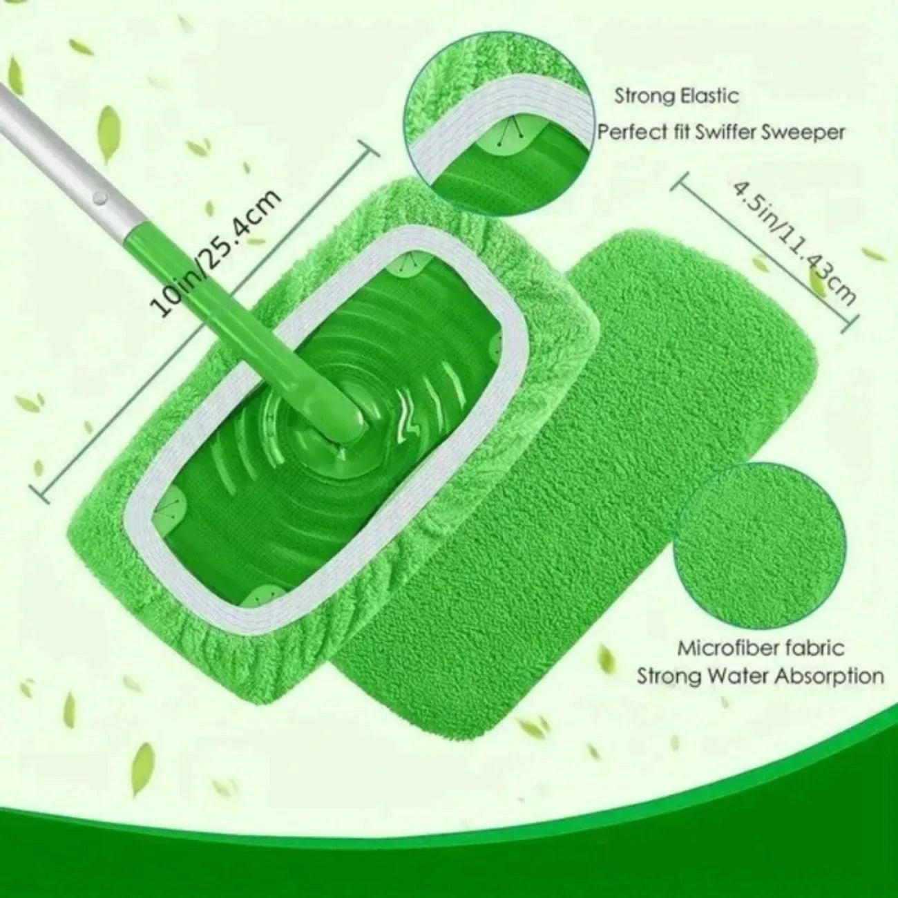 Eco-Friendly Mop Cover Set – 6-Pack Washable Flat Mop Pads for Dusting, Wet Mopping & Pet Hair Pickup, Reusable Alternative to
