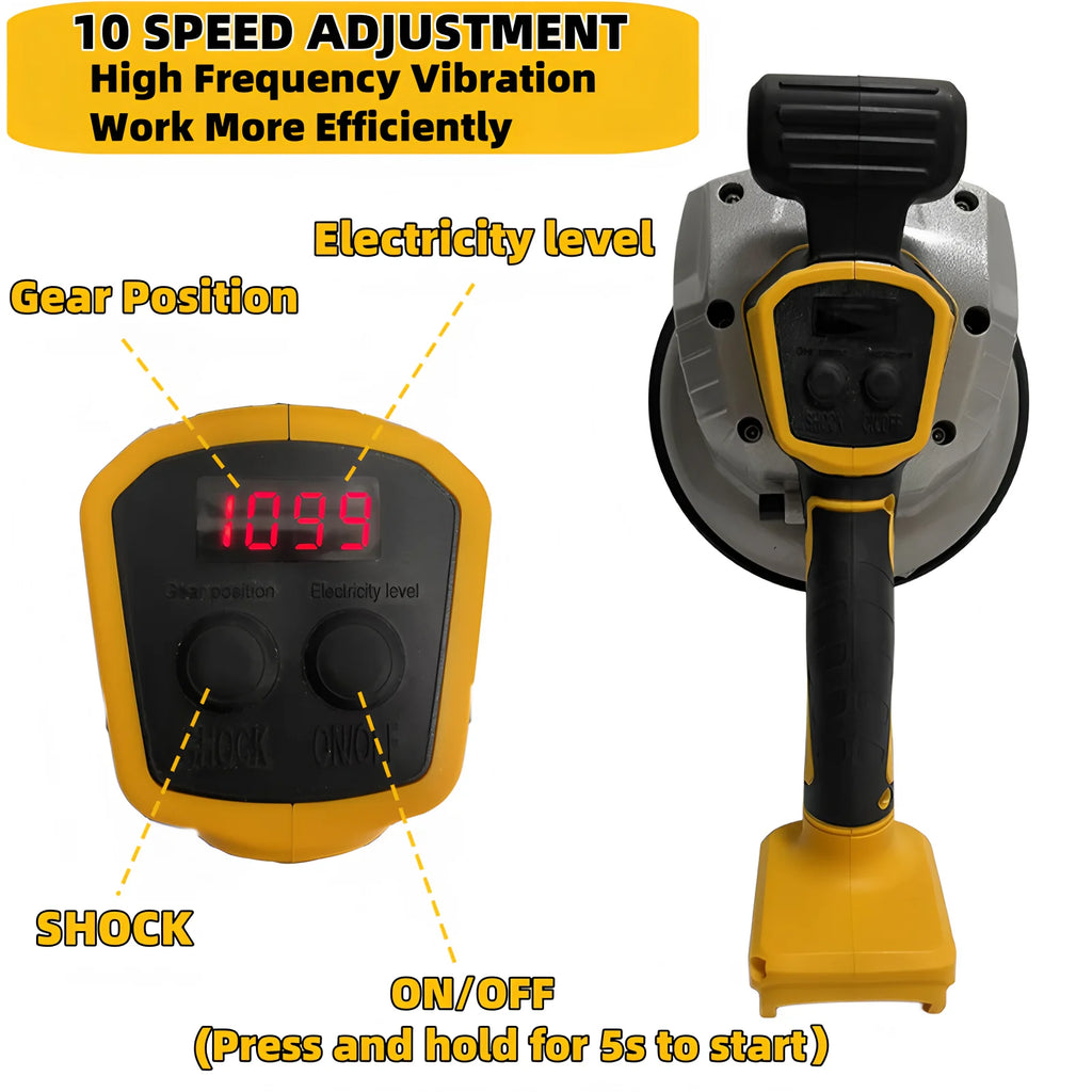 200KG Brushless Tile Tiling Machine 10 Gear Electric Wall Floor Tile Laying Vibrating Tool Tile Paving For DeWALT 20v Battery